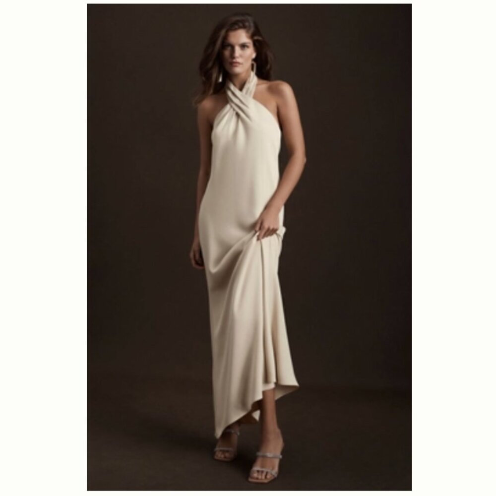 BHLDN Ruby Twist Halter Satin Gown
